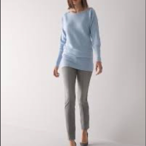 White House Black Market NWT Boat Neck Snap Tunic Sweater Heather Indigo Sz XS - Picture 2 of 7